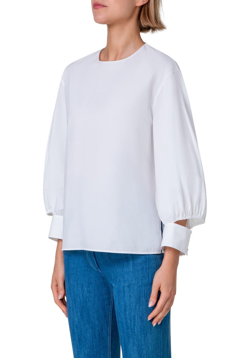 Deconstructed Cotton Poplin Top, Alternate, color, CREAM