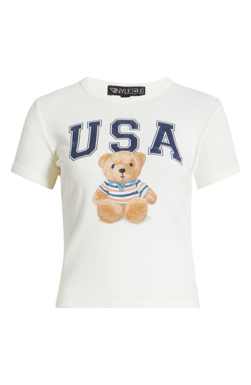 Shop Vinyl Icons Usa Teddy Graphic Baby Tee In Marshmallow