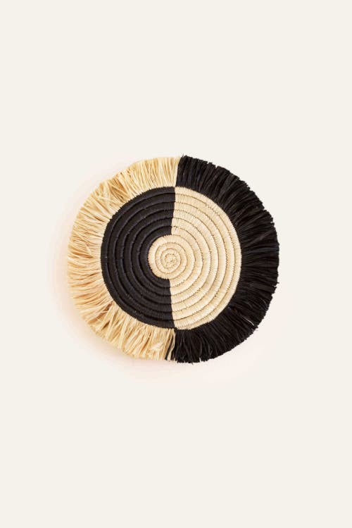 Indego Africa Two Tone Split Fringe Coasters In Natural And Black