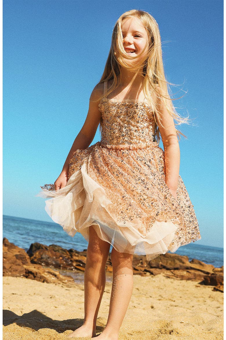 Kids' Disco Sequin Dress, Alternate, color, GOLD