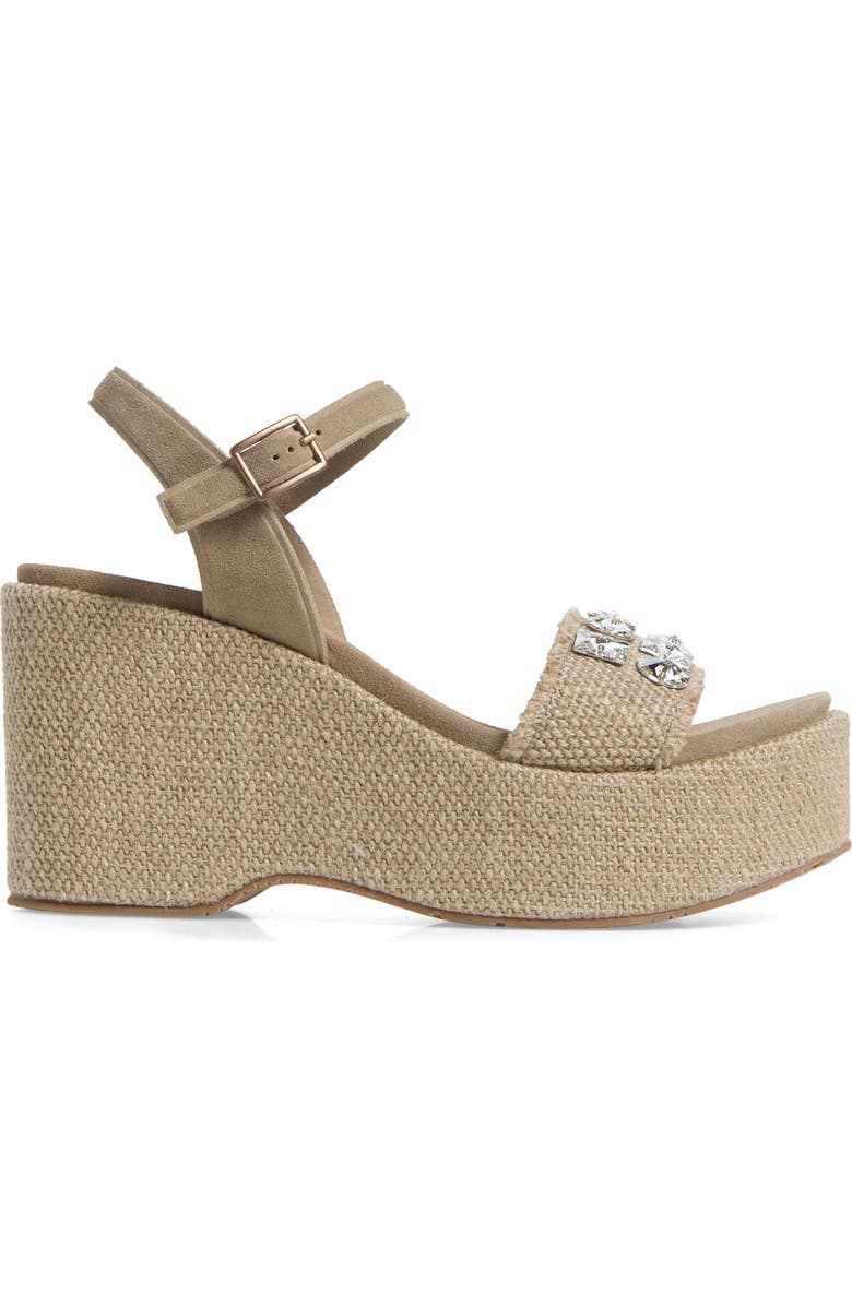 Pedro Garcia Delina Ankle Strap Platform Wedge Sandal, Alternate, color, Flax Nubby Linen