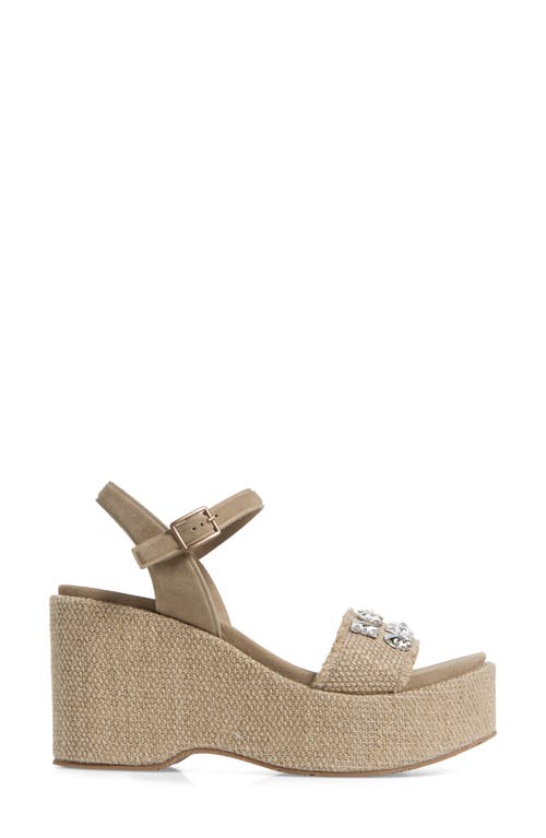 Shop Pedro Garcia Delina Ankle Strap Platform Wedge Sandal In Flax Nubby Linen