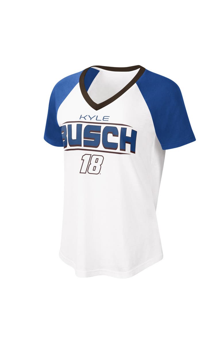 G-III 4HER BY CARL BANKS Women's G-III 4Her by Carl Banks White/Royal Kyle Busch Overtime V-Neck T-Shirt, Main, color, White