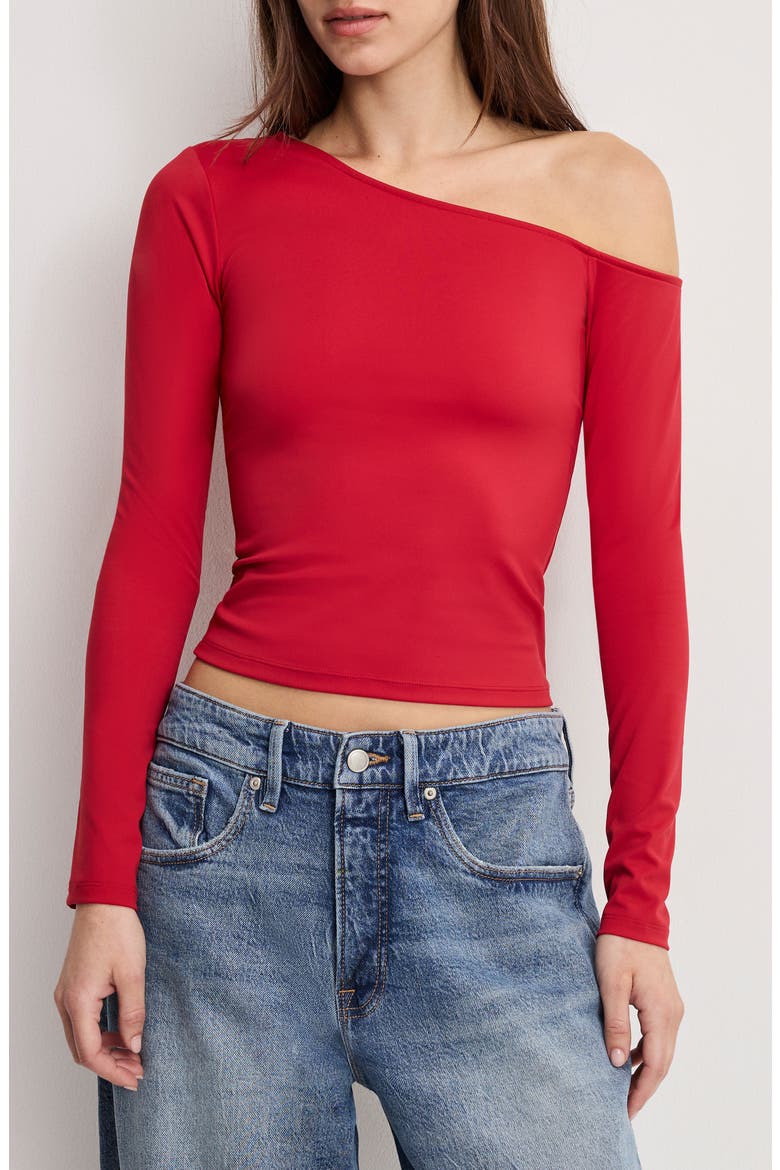 Weightless One-Shoulder Top, Main, color, RUBY