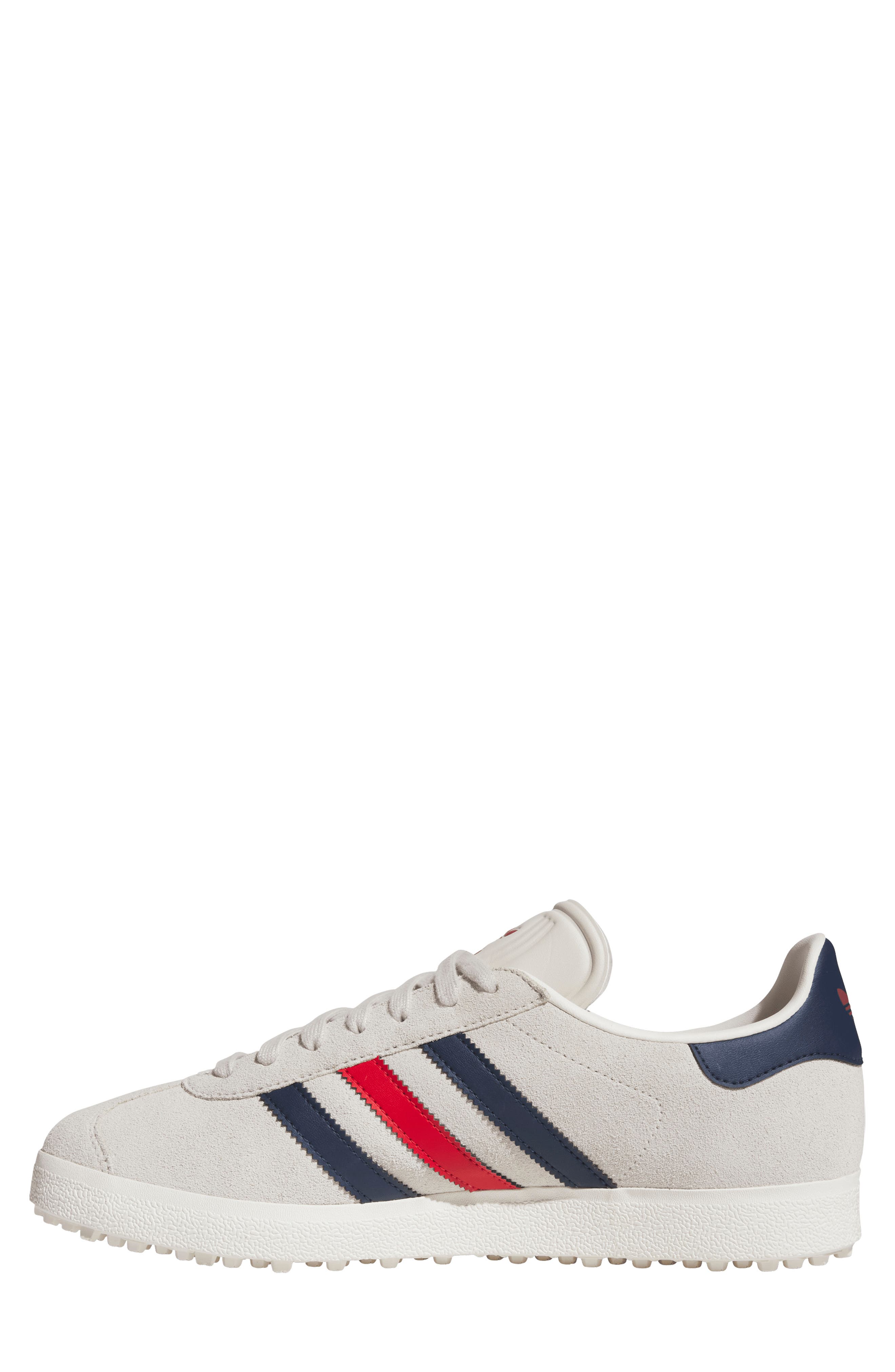 adidas Gazelle Golf Shoe, Alternate, color, Alumina/ Indigo/ Scarlet
