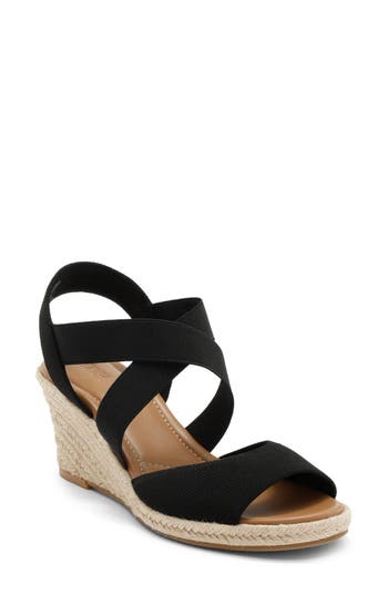 NORDSTROM RACK Bonnie Wedge Espadrille Sandal in Black at Nordstrom Rack, Size 9.5