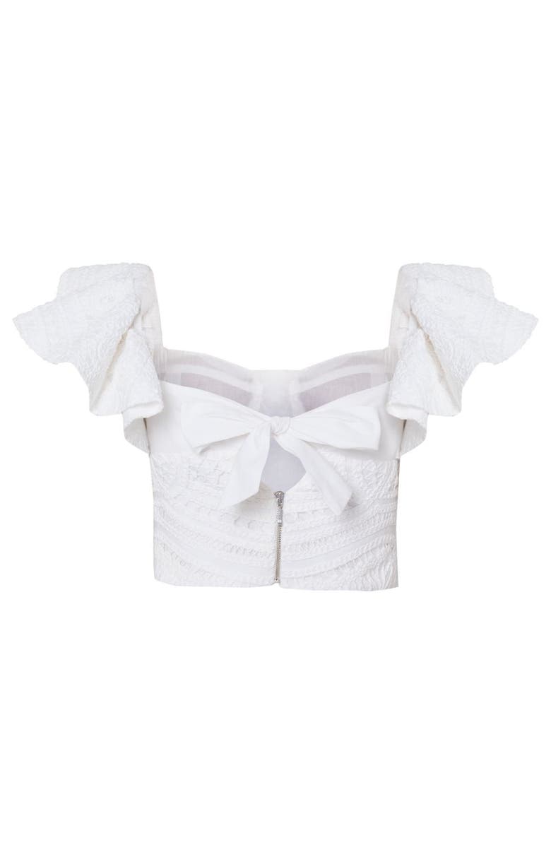 PatBO Rythmic Lace Flutter Top, Alternate, color, Off White