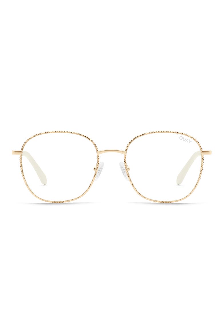 Jezabell 51mm Round Blue Light Blocking Glasses, Main, color, GOLD/ CLEAR BLUE LIGHT
