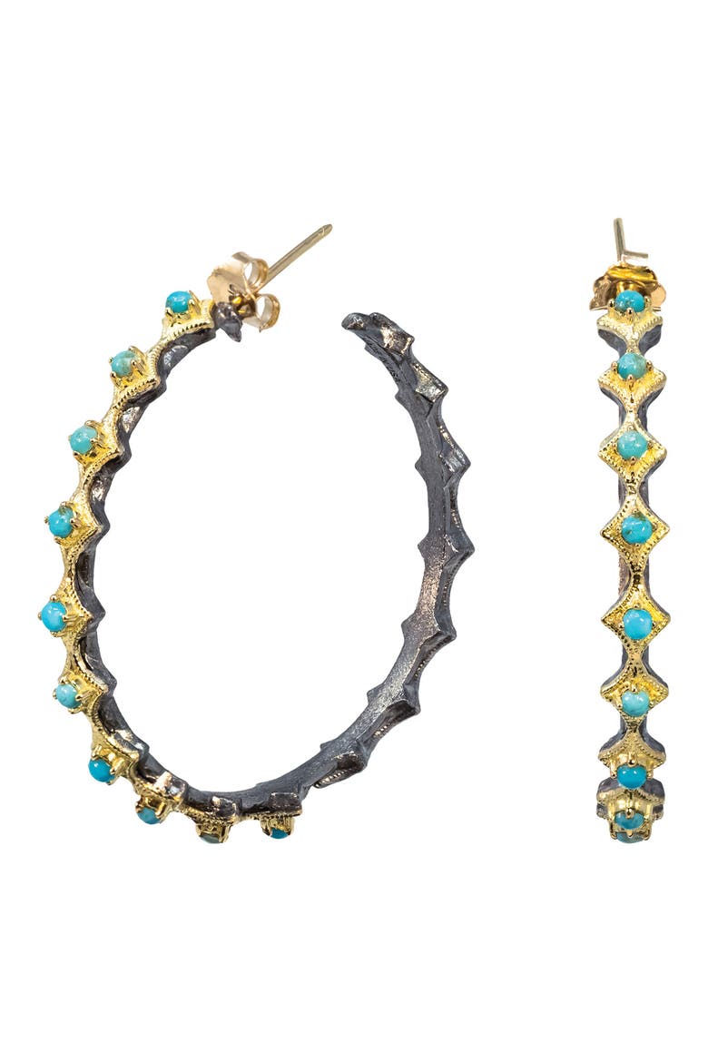 Turquoise Hoop Earrings, Main, color, TURQUOISE