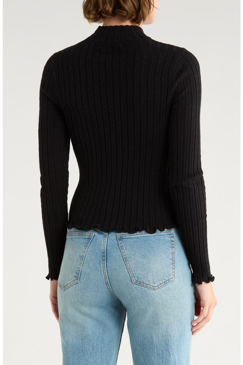 Pointelle Stitch Top, Alternate, color, BLACK