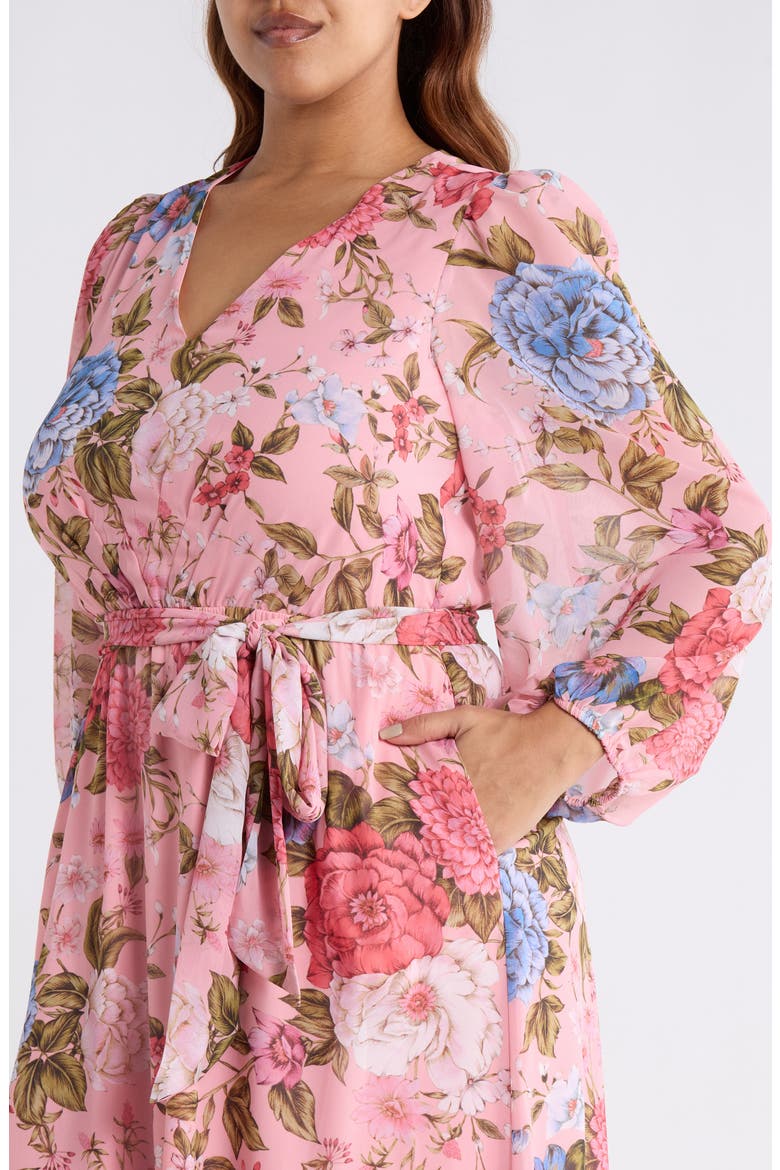 Floral Midi Dress, Alternate, color, CALYPSO CORAL MULTI