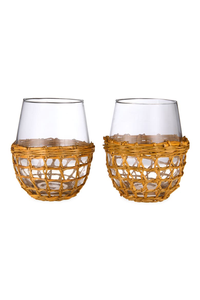 Island Set of 2 Stemless Wine Glasses, Main, color, GLASS