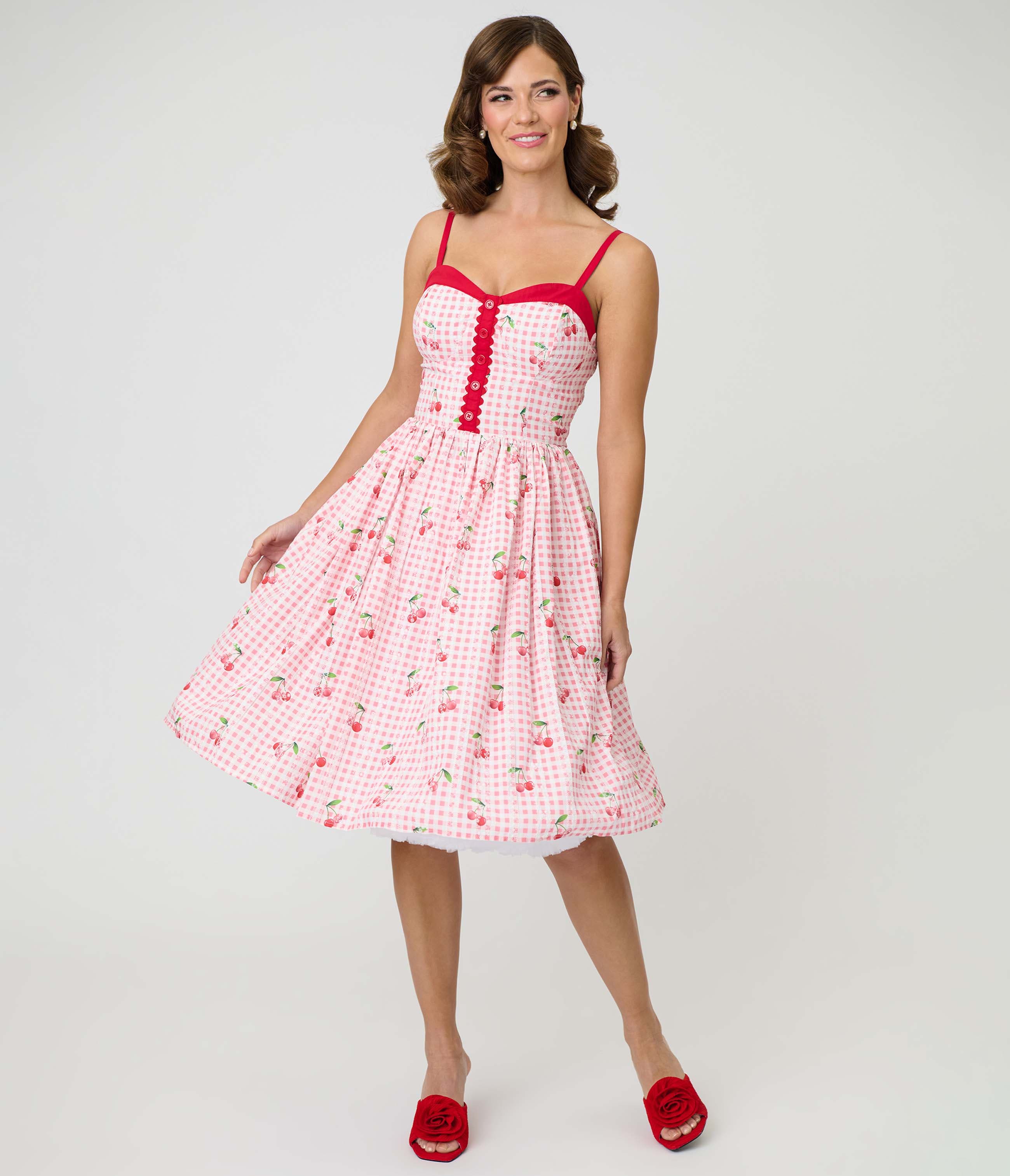Red Gingham w/ Cherry Print
