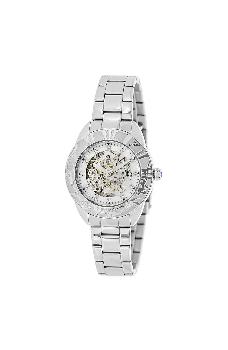Empress Godiva Automatic MOP Bracelet Watch, Main, color, Silver