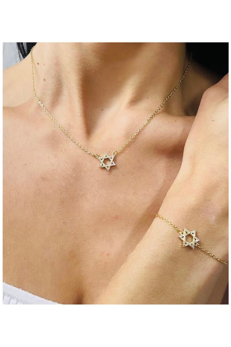 Pavé Cubic Zirconia Star of David Bracelet, Alternate, color, GOLD