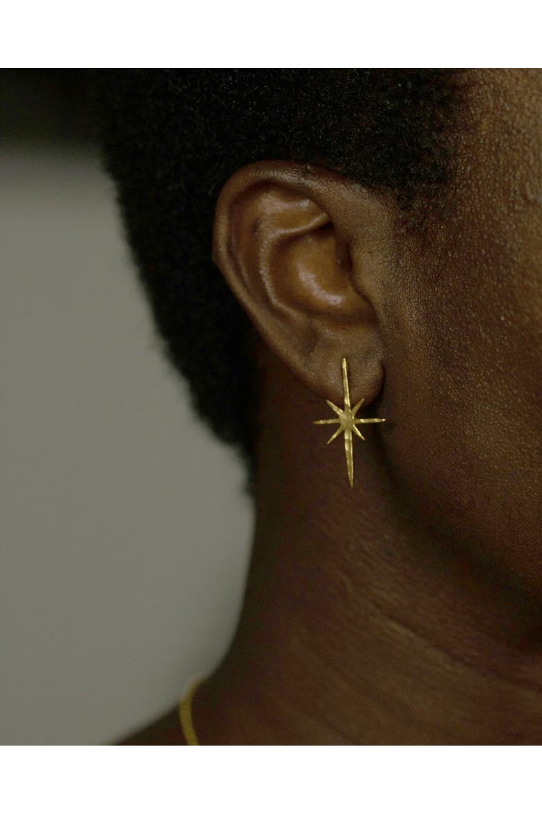 Northern Star Stud Earrings, Alternate, color, Brass