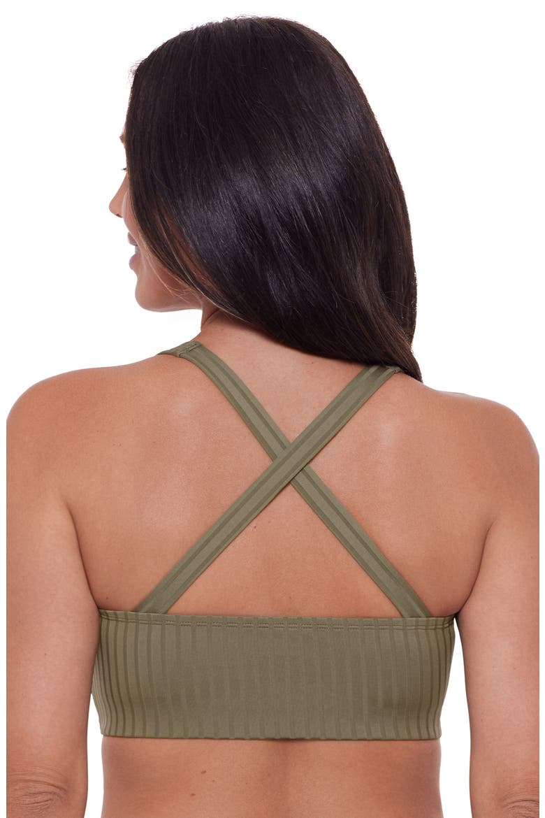 Supportive and Sculpting Ribbed Scoopneck Crossback Bralette Swimsuit Top, Alternate, color, Eucalyptus