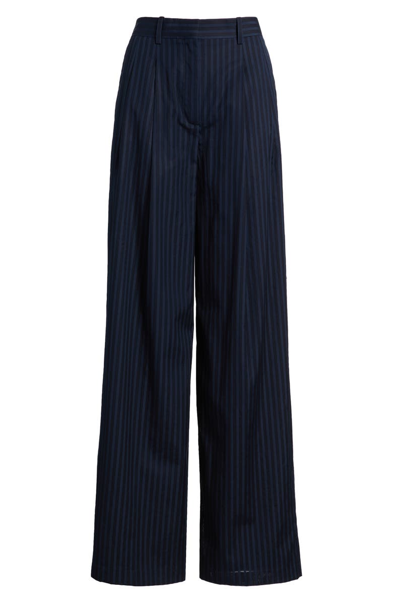 Theory Pleated Wide Leg Pants, Alternate, color, Nocturne Navy