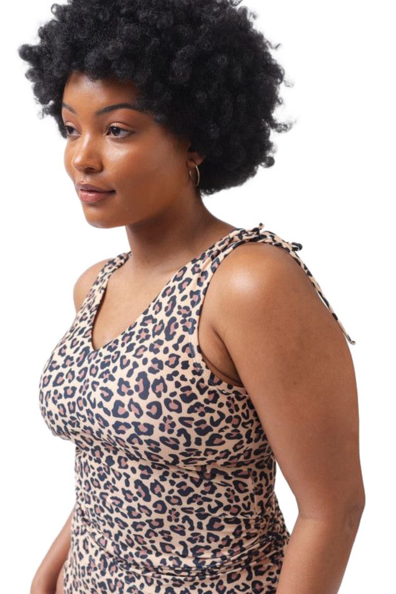 V-Neck Tankini Top, Alternate, color, Leopard