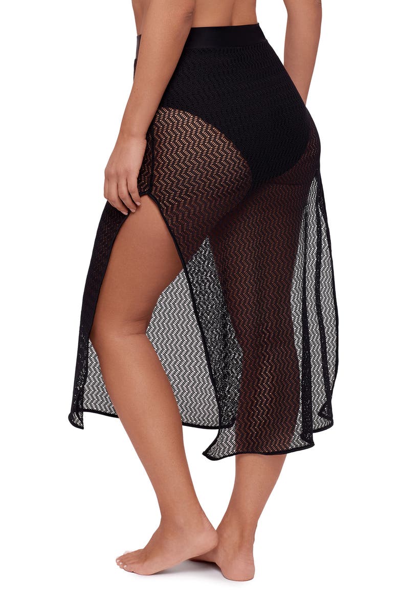 Side Slit Crochet Coverup Skirt, Alternate, color, Onyx Black