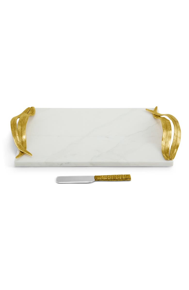 Michael Aram Palm Cheese Board & Knife, Alternate, color, White