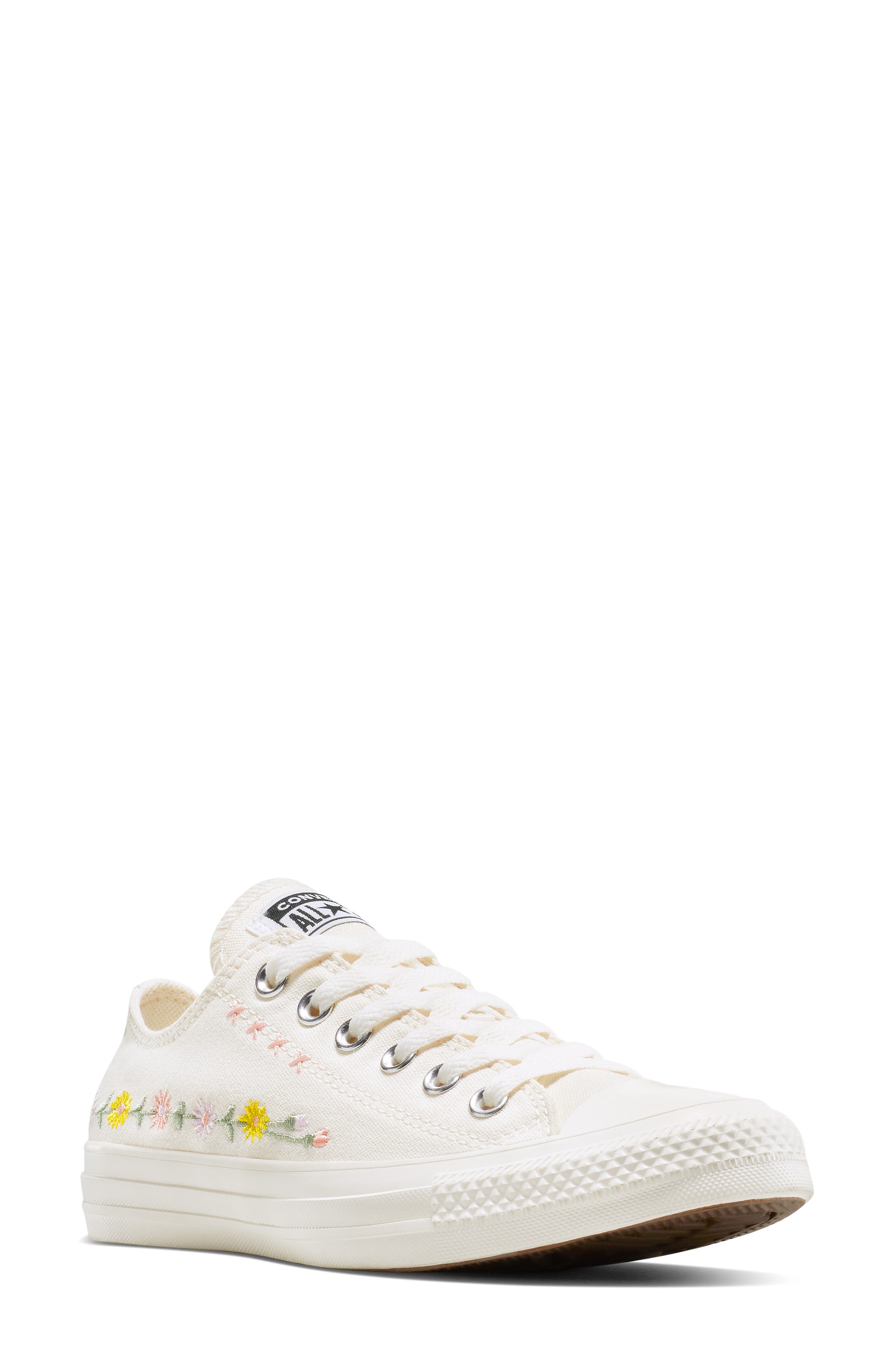 Gender Inclusive Chuck Taylor® All Star® Ox Embroidered Low Top Sneaker, Main, color, EGRET/ FOOTHILL GREEN