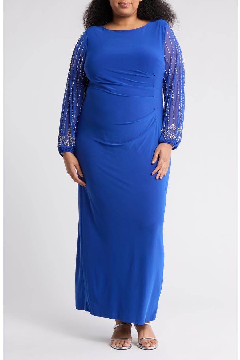 Glitter Sleeve Maxi Dress, Main, color, COBALT