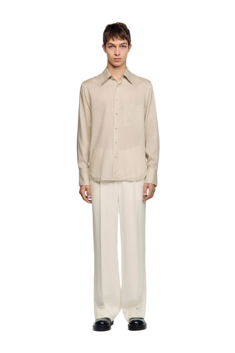 Striped loose-fit shirt, Alternate, color, Ecru / gris
