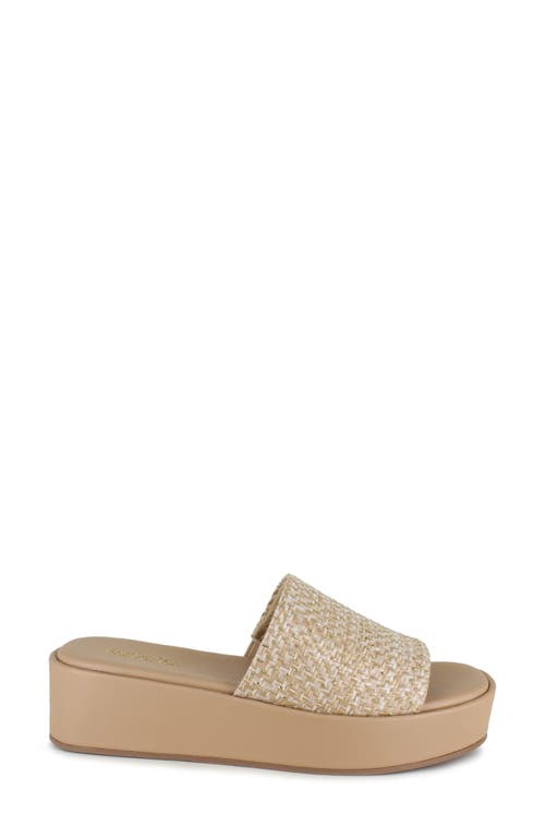 Kensie Carla Faux Raffia Platform Slide Sandal In Natural Raffia