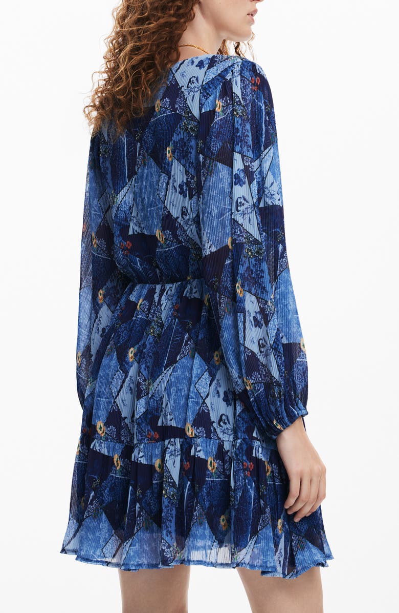 Desigual Luca Long Sleeve Plissé Dress, Alternate, color,