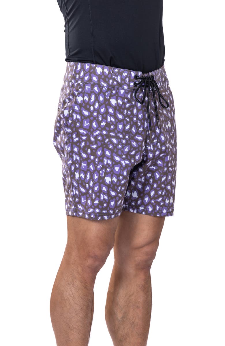 VAST Leopard Print II Stretch Board Shorts, Alternate, color, Plum Multi