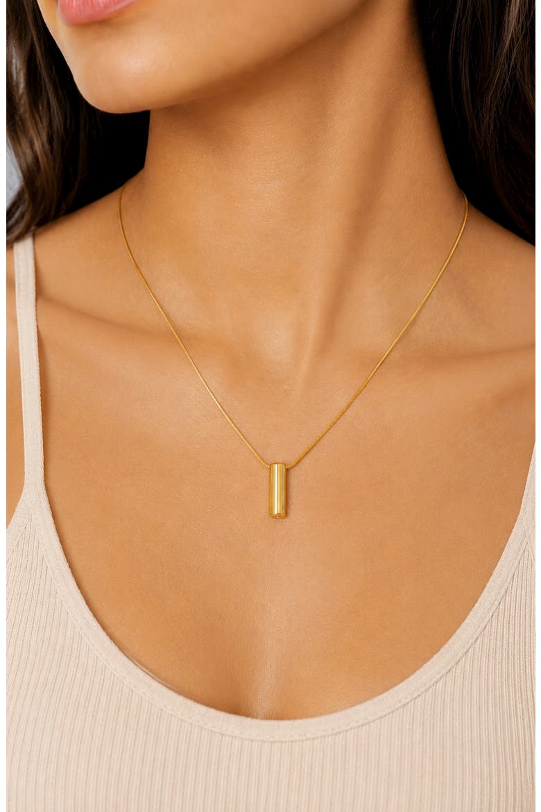 Waterproof Cylinder Pendant Necklace, Alternate, color, GOLD