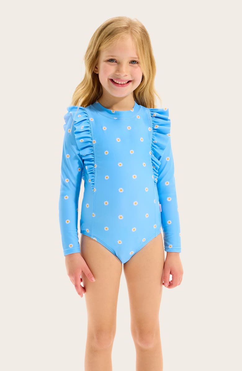 Seafolly Kids' Daisy Chain One-Piece Rashguard Swimsuit, Alternate, color, Daisy Chain Blue