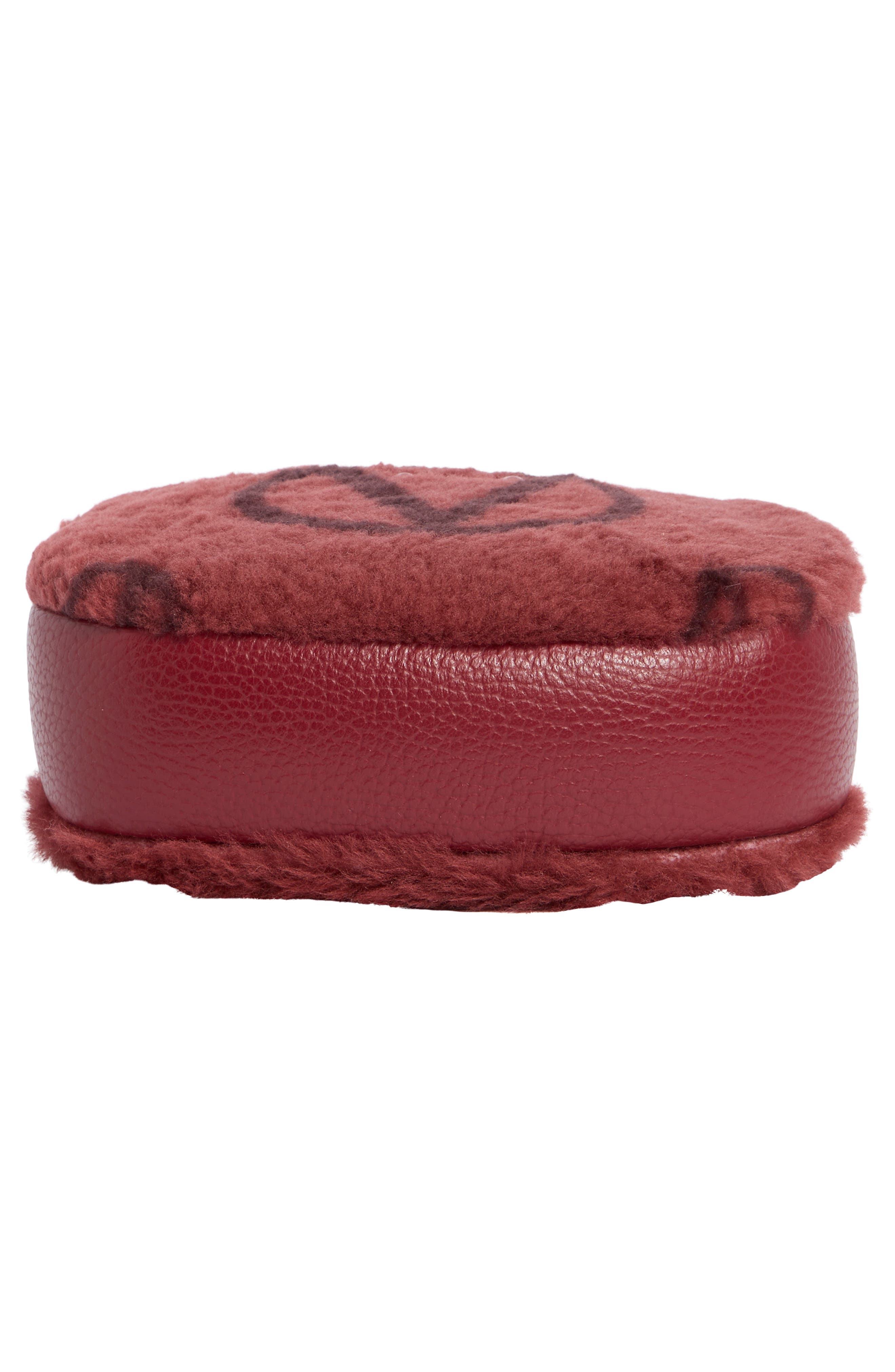 VALENTINO BY MARIO VALENTINO Nina Faux Shearling Crossbody Bag, Alternate, color, Mahogany