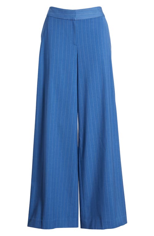 Tahari Asl Pinstripe Wide Leg Pants In Indigo