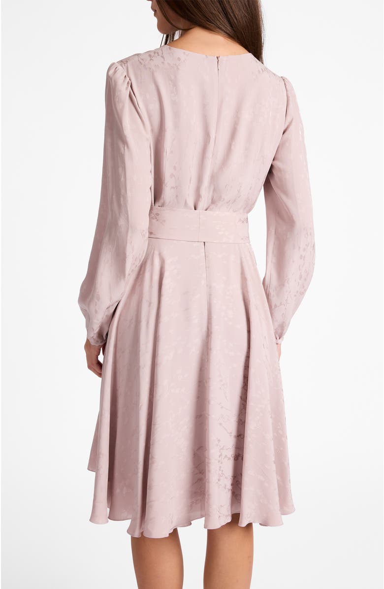 Santorelli Rovela Long Sleeve Fit and Flared Dress in Tonal Floral Jacquard, Alternate, color, Lilac Shadow