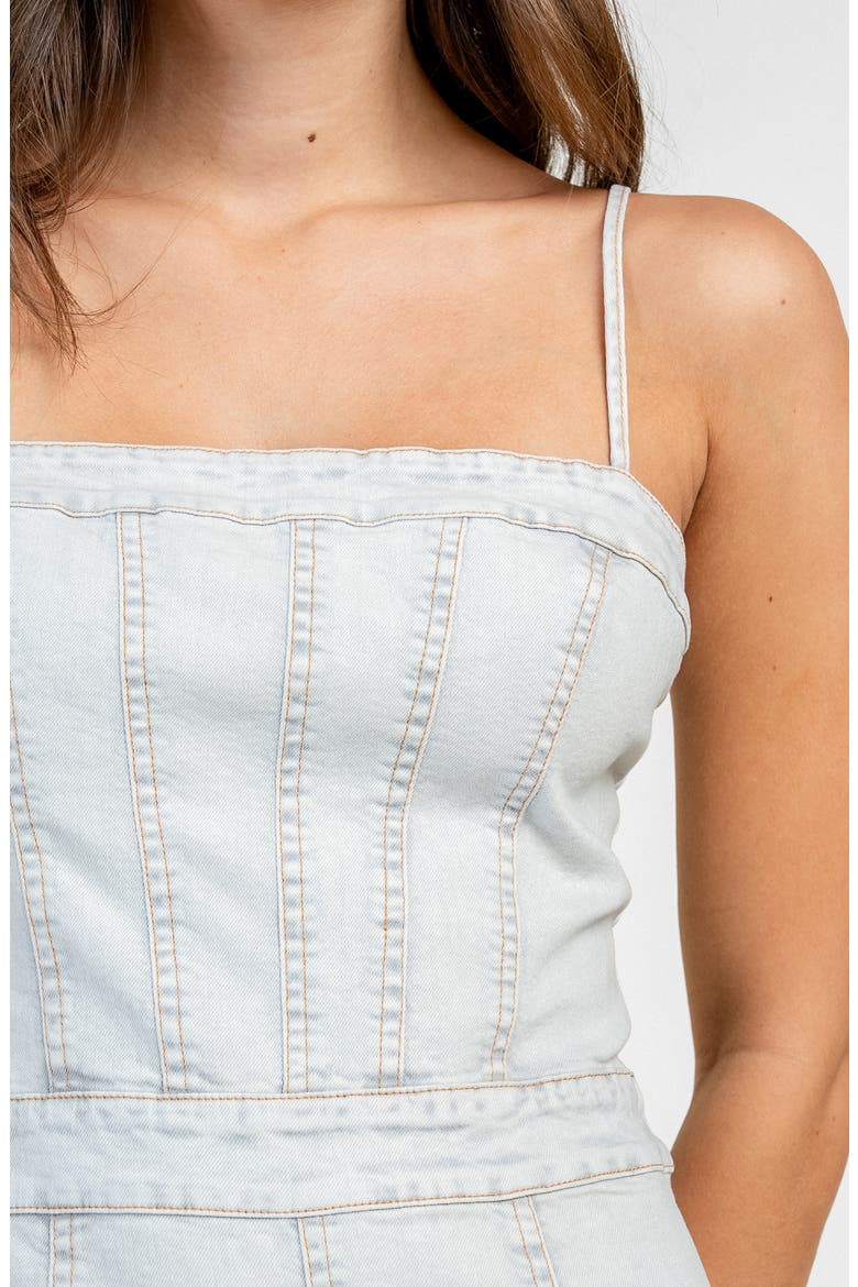 Square Neck Denim Jumpsuit, Alternate, color, PALE BLUE