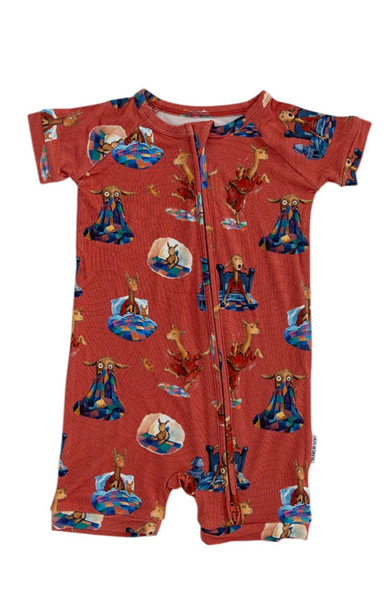 Charlie Lou Baby<sup>®</sup> Llama Llama Red Pajama Zipper Shortie Romper, Main, color, Red