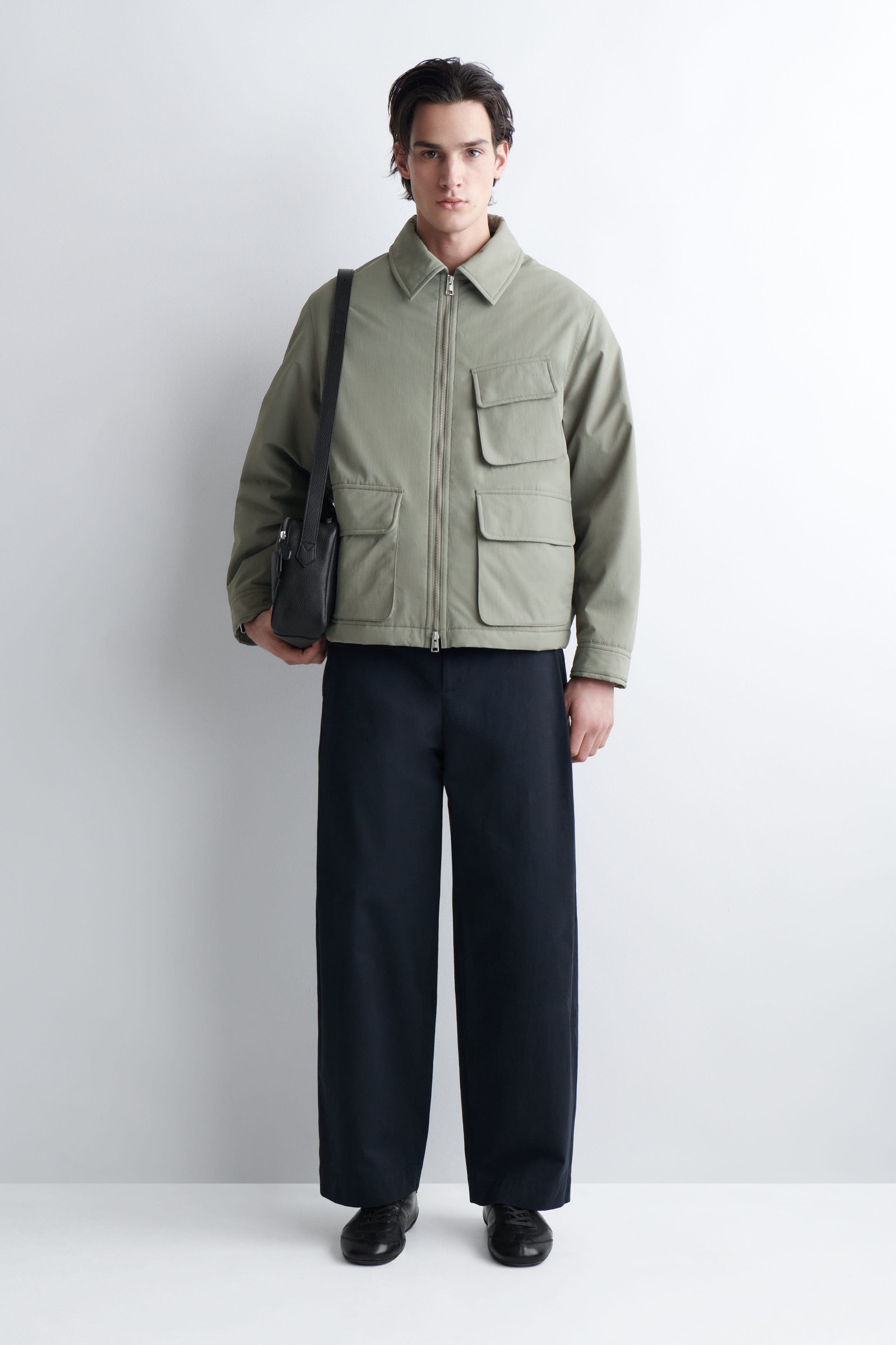 COS Classic Crossbody Bag - Leather, Main, color, Black