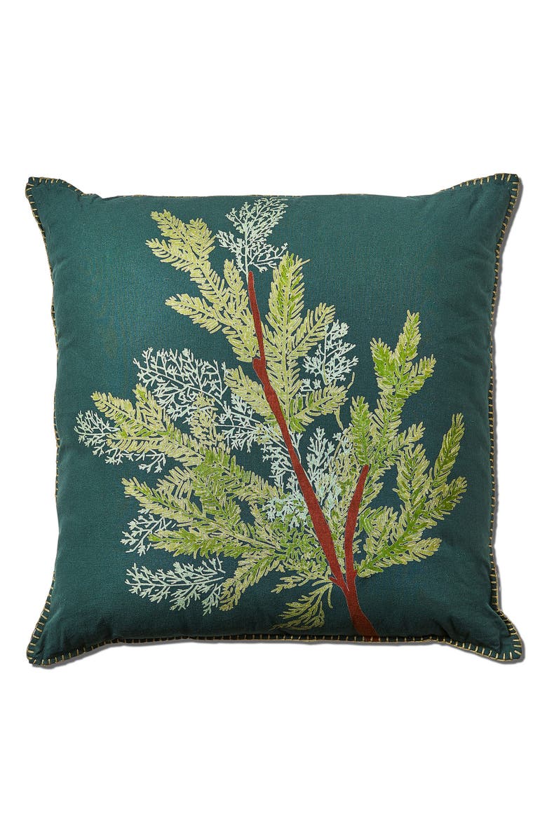 tag Juniper Branch Dark Green Decorative Throw Pillow for Winter, Main, color, Green