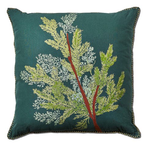 Juniper Branch Dark Green Decorative Throw Pillow for Winter