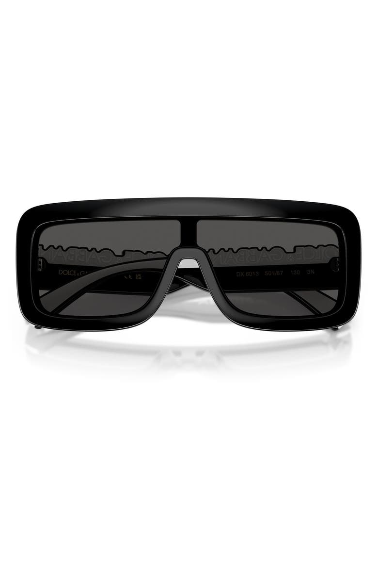 Dolce&Gabbana Kids' 118mm Rectangular Shield Sunglasses, Alternate, color, Black / Dark Grey