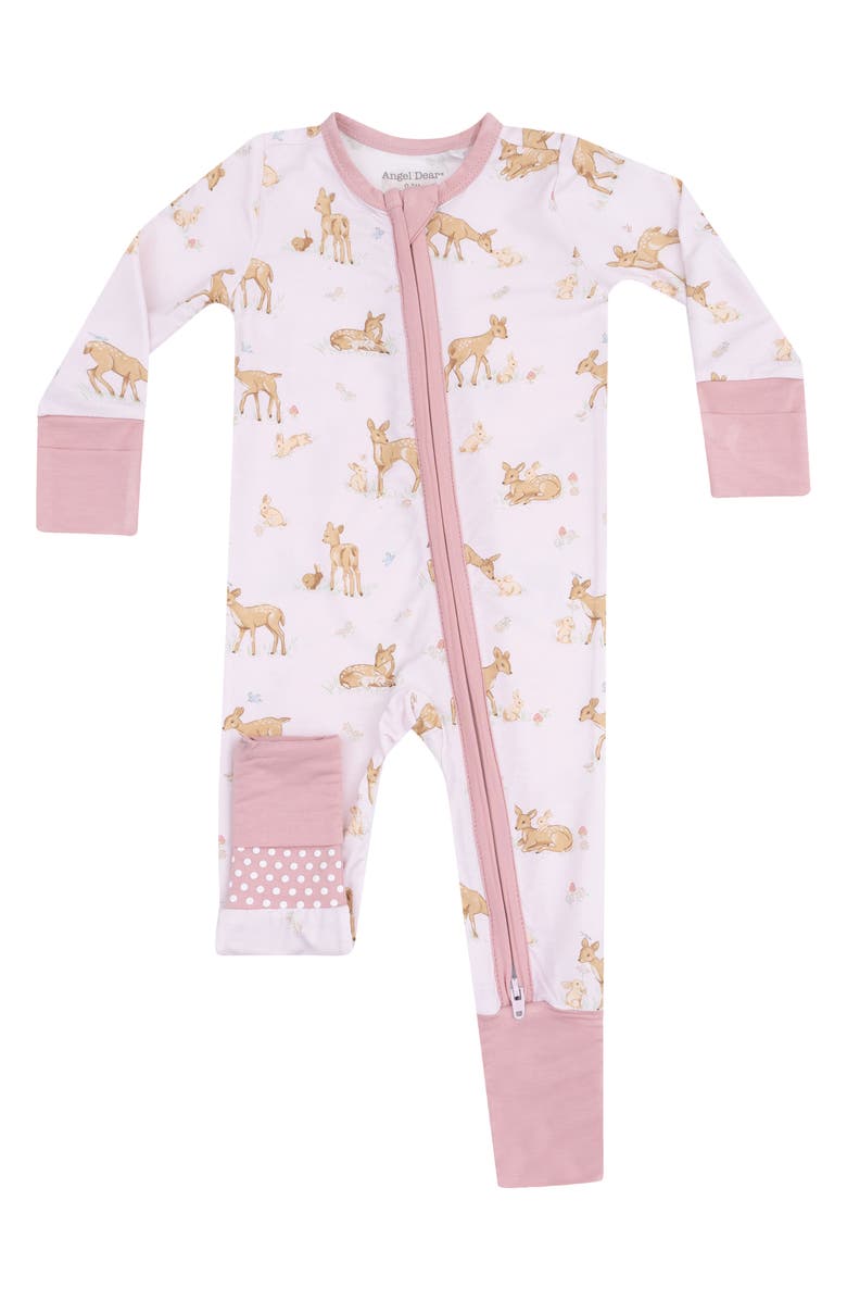 Angel Dear Little Fawn Convertible Zip Romper, Main, color, Light Pink/ Pink