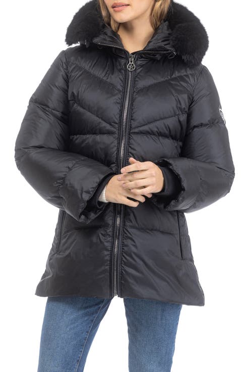 Apres-Ski Short Parka, Detachable Toscana Lamb Hood Trim