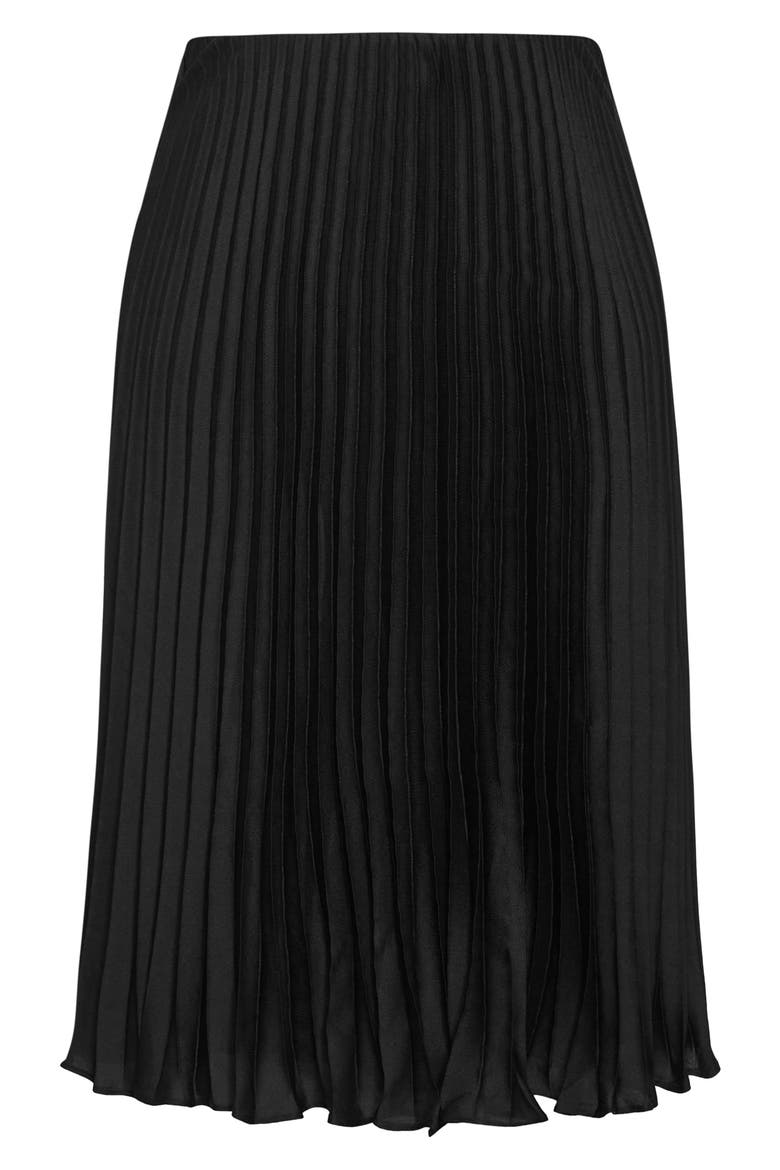 Selena Pleated Midi Skirt, Alternate, color, BLACK