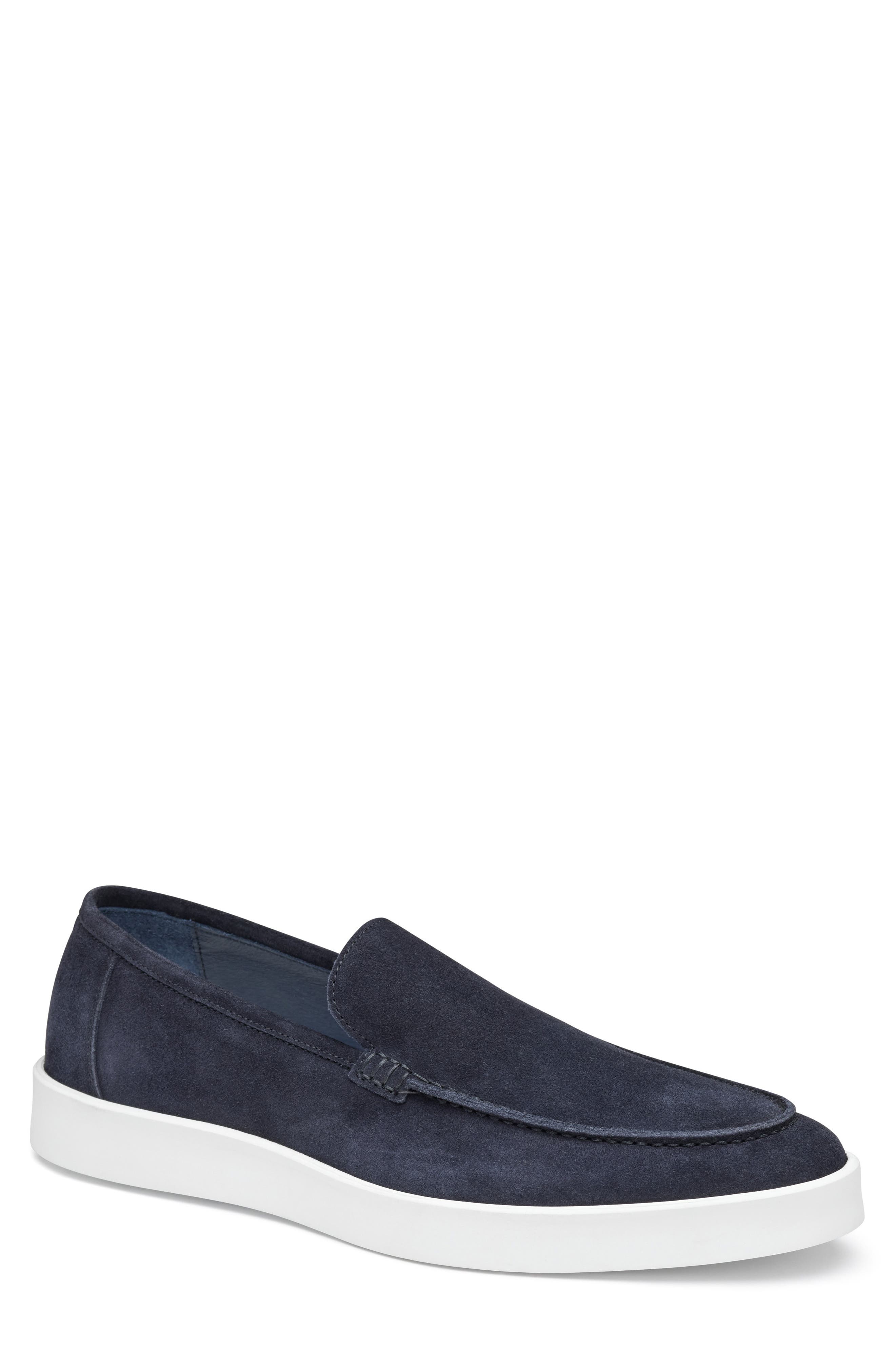 Johnston 
Murphy Bolivar Moc Toe Slip-On Sneaker, Main, color, Navy Italian Suede