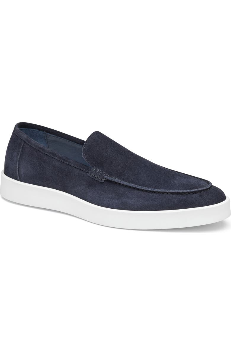 Johnston & Murphy Bolivar Moc Toe Slip-On Sneaker, Main, color, Navy Italian Suede
