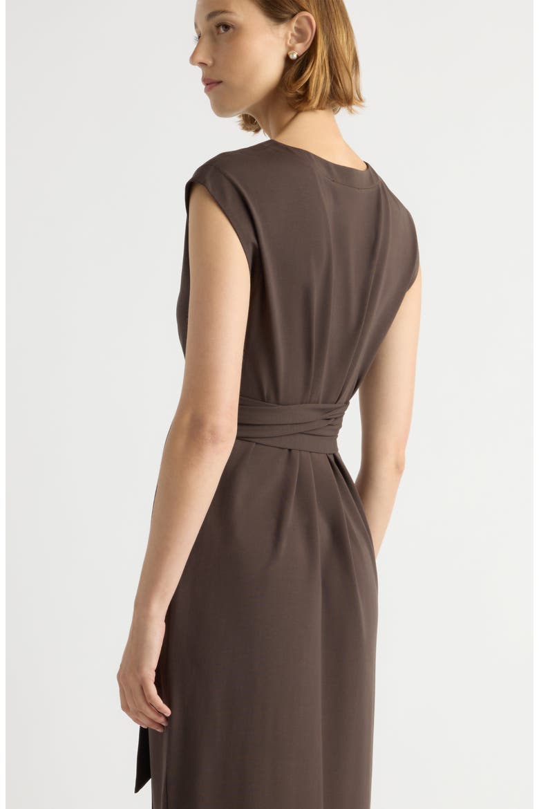 Fei Tie-Front Organic Cotton Dress, Alternate, color, Dark Truffle