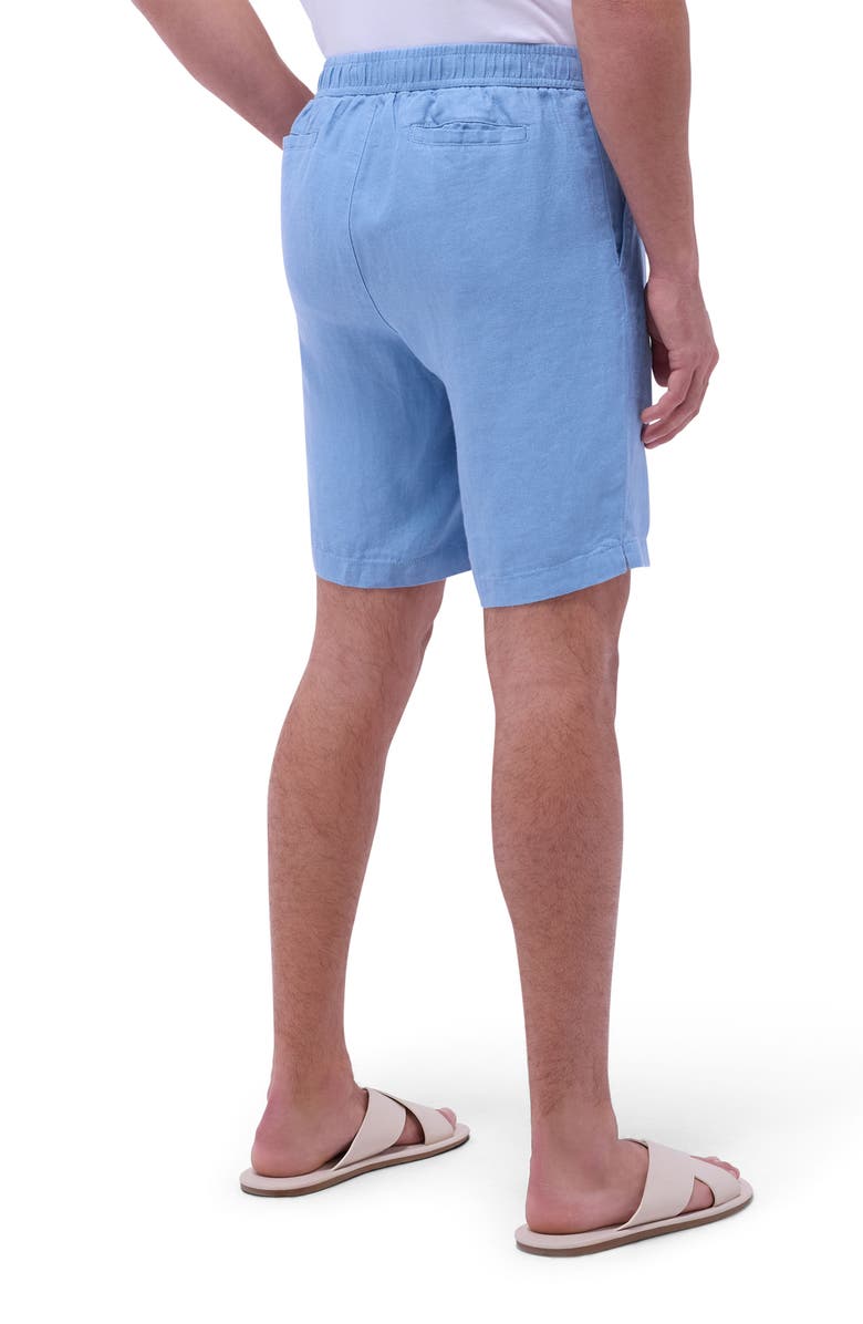 Bugatchi Trent Drawstring Linen Shorts, Alternate, color, Air Blue