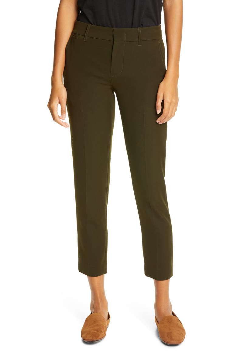 Soft Tailored Crop Pants, Main, color, DARK OLIVE